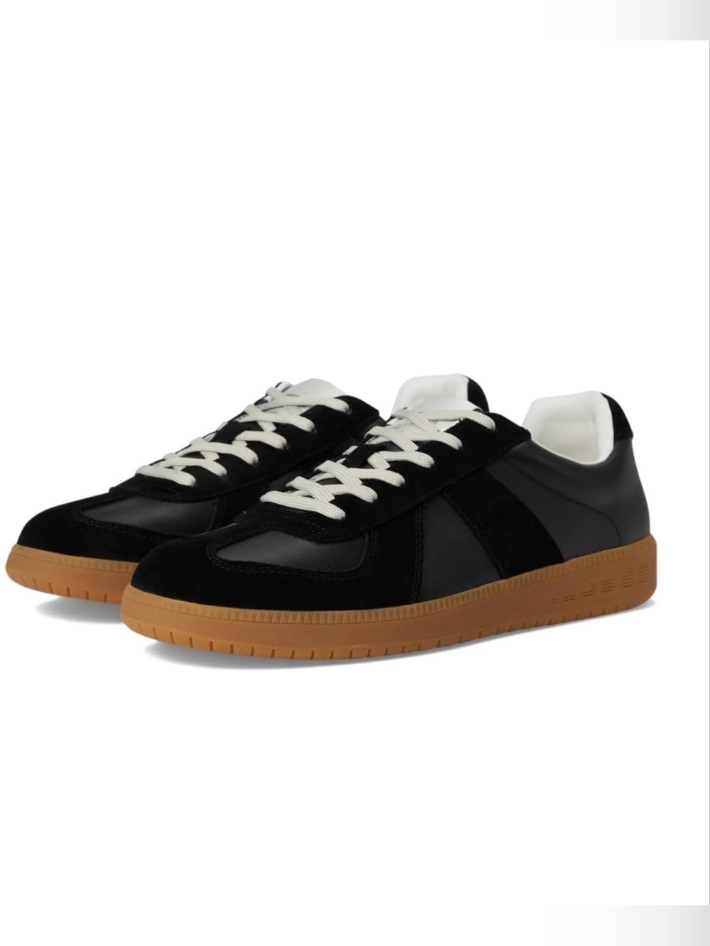 STEVE MADDEN Dixon Men's Black Leather Low-Top Sneakers with Gum Sole sz11